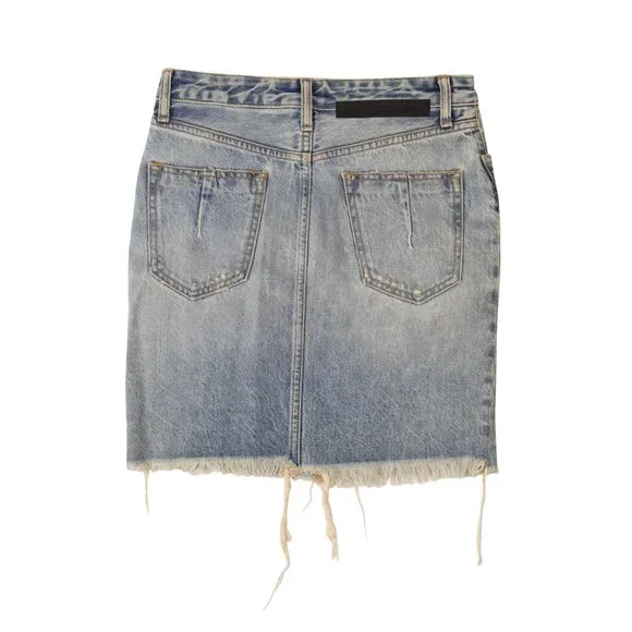 UNRAVEL PROJECT Blue Denim Zip-Pocket Mini Skirt Size 24 $735